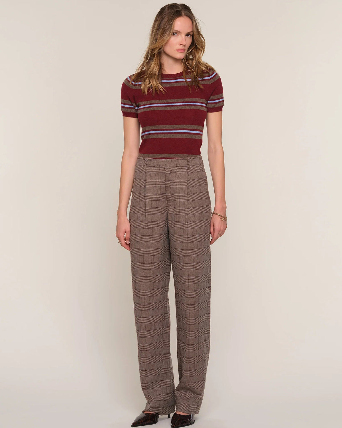 brown plaid dress pant
