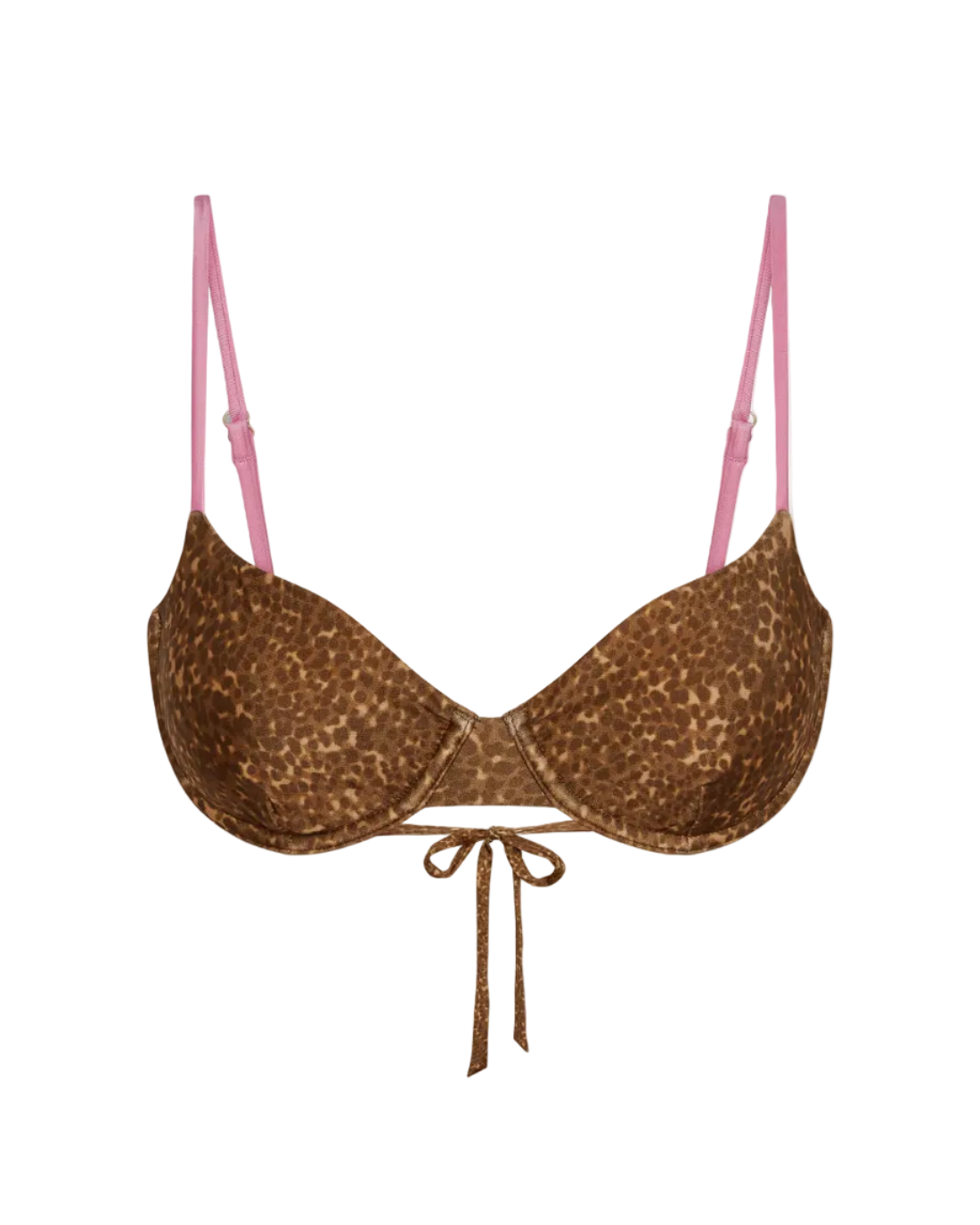cheetah print bikini top with pink strap