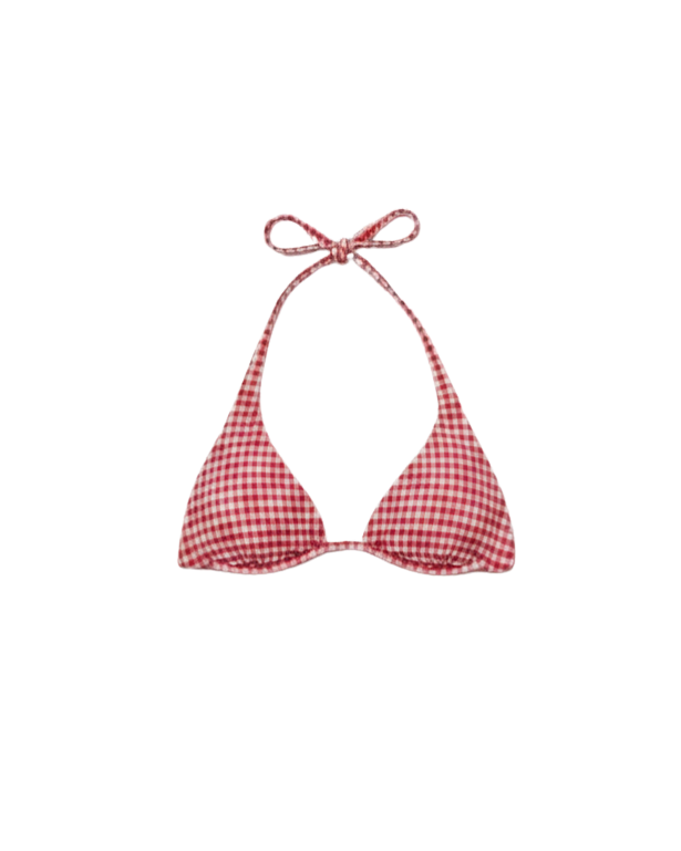 red and white gingham bikini top