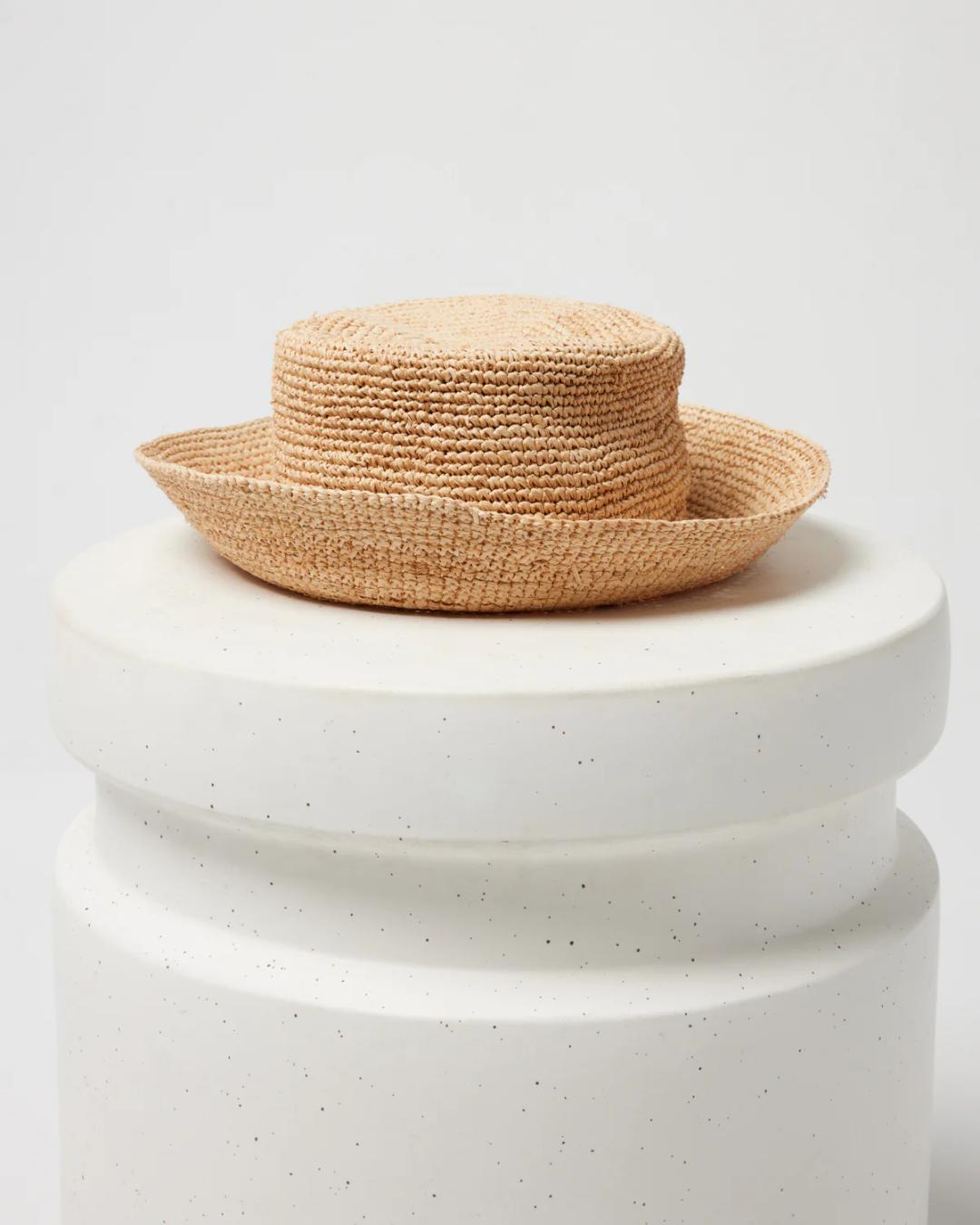 straw bucket hat in natural beige