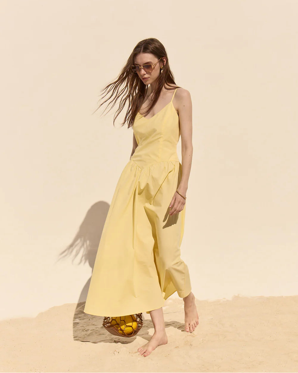 yellow midi dress