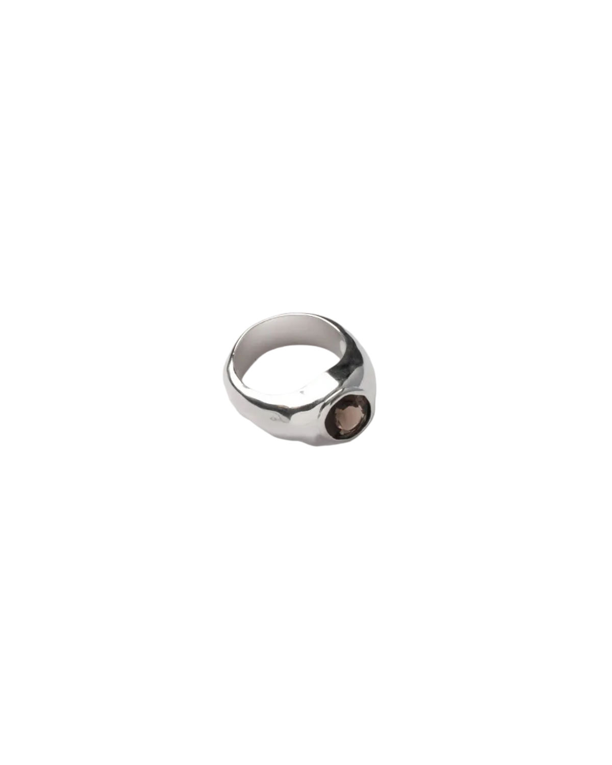 silver ring with quartz in the middle