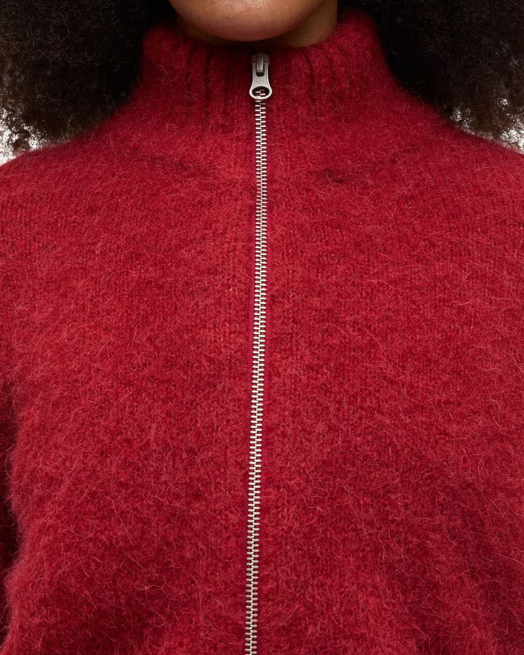red zip sweater