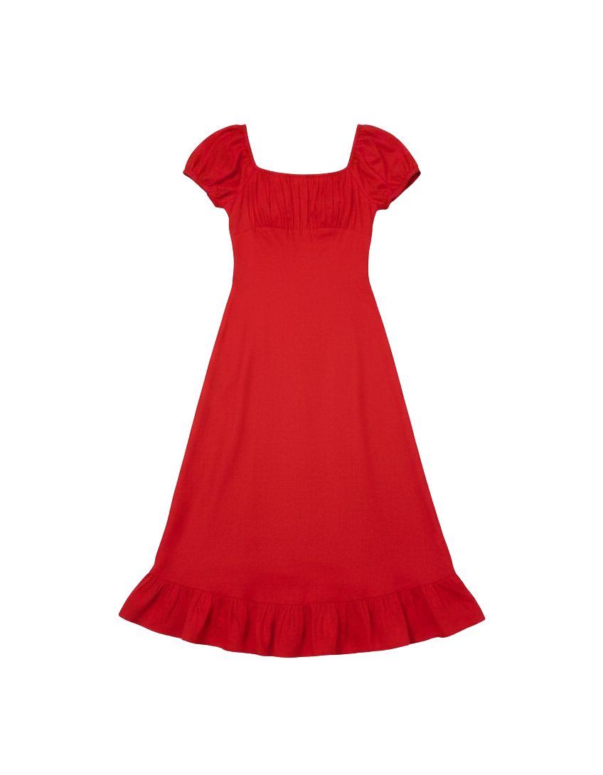 red midi dress