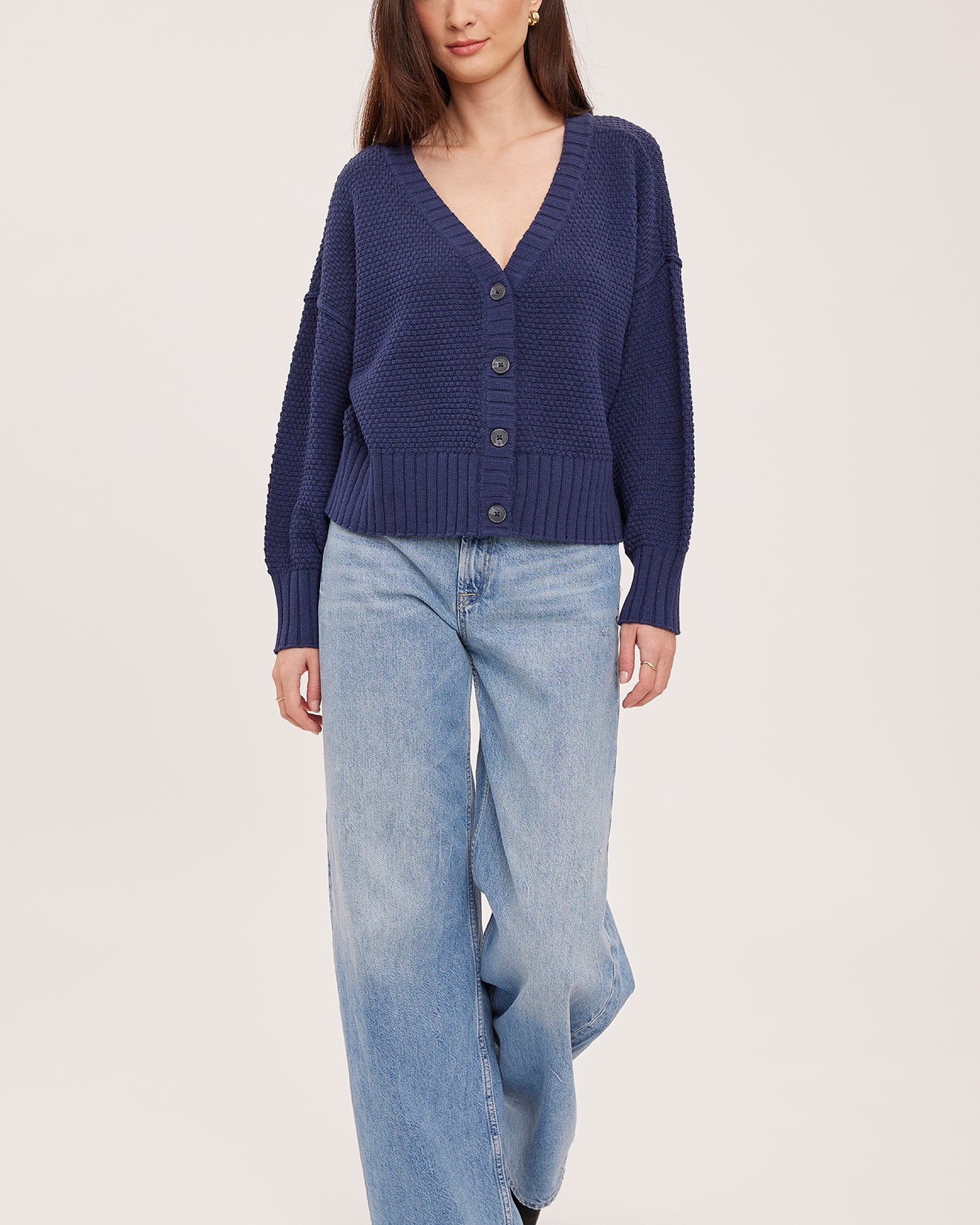navy knit cardigan
