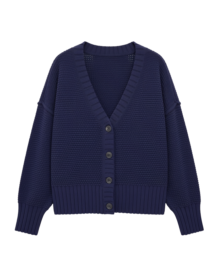 navy knit cardigan