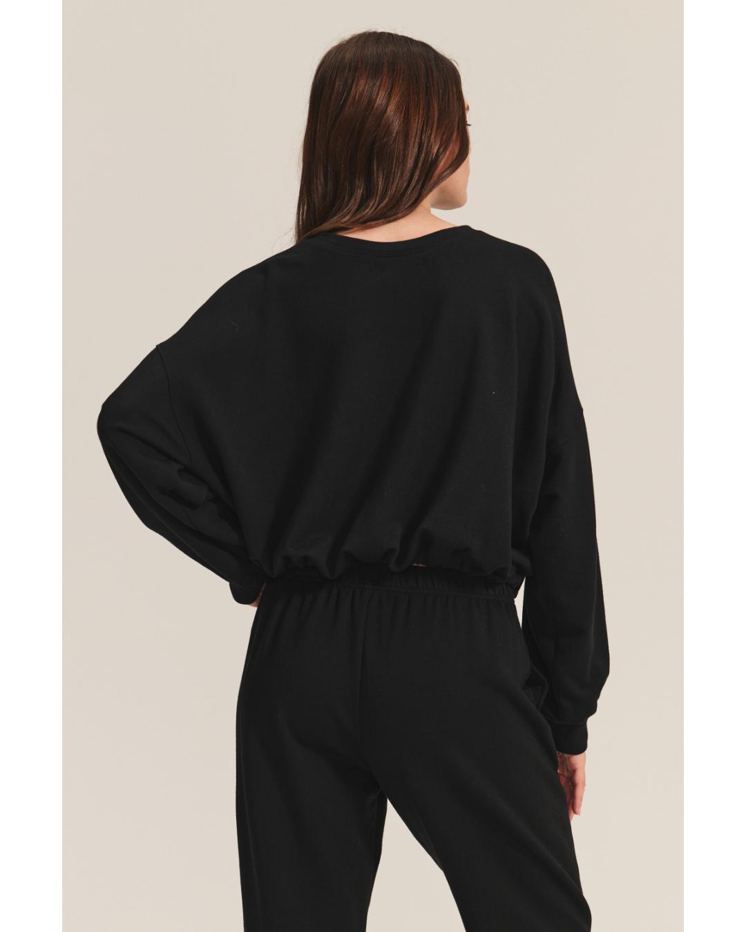 black fleece sweatshirt