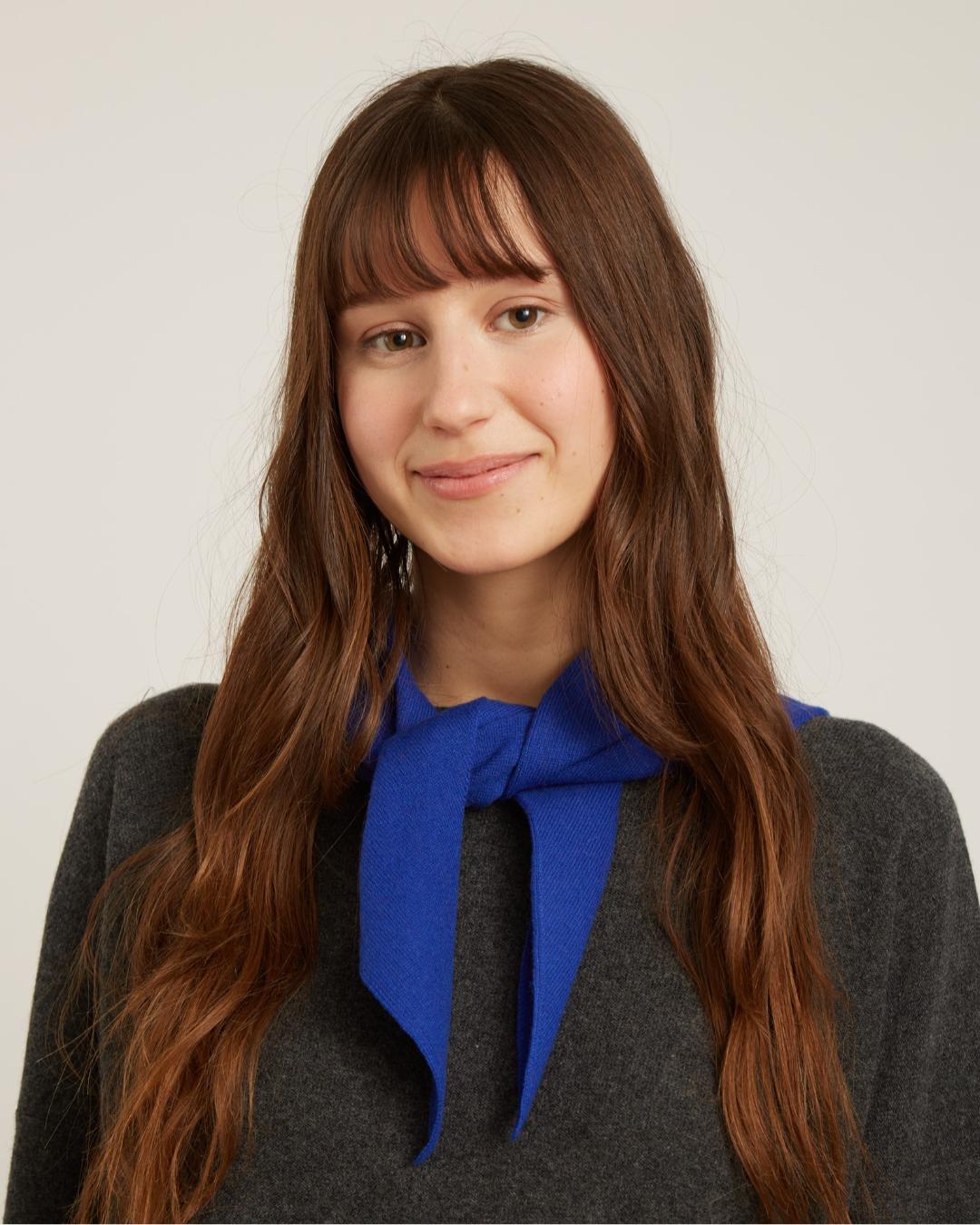 blue knit neck scarf