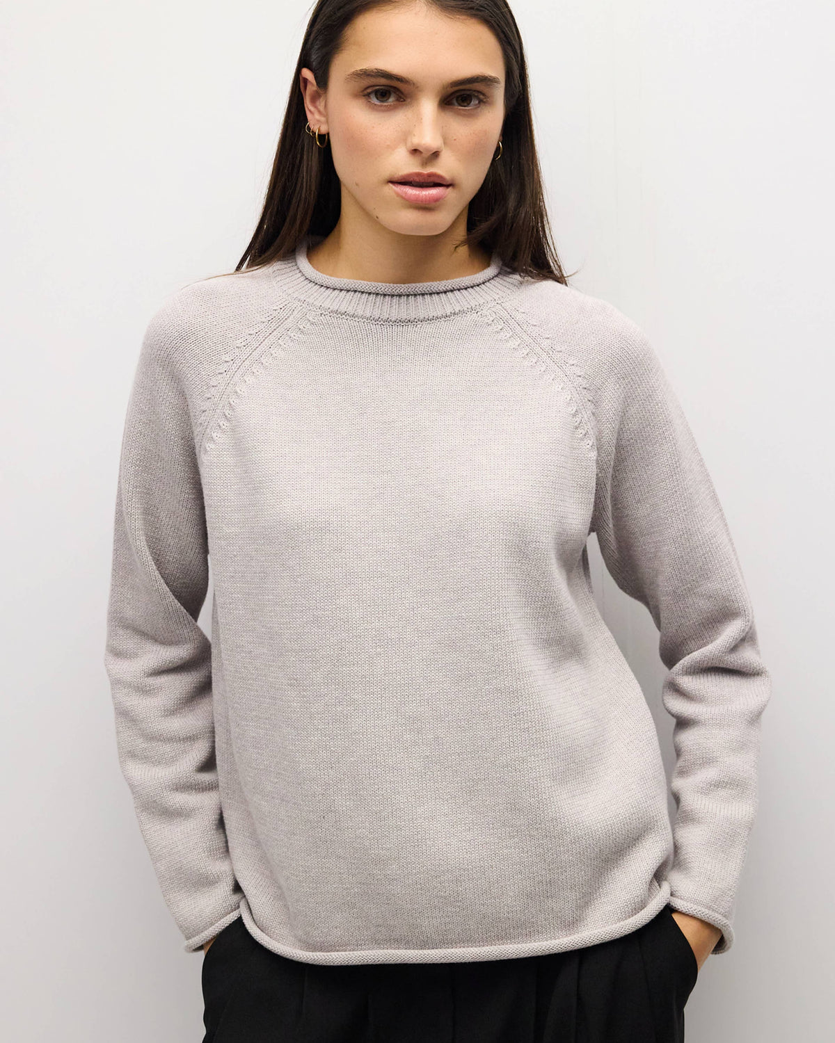 cream knit sweater with roll neck
