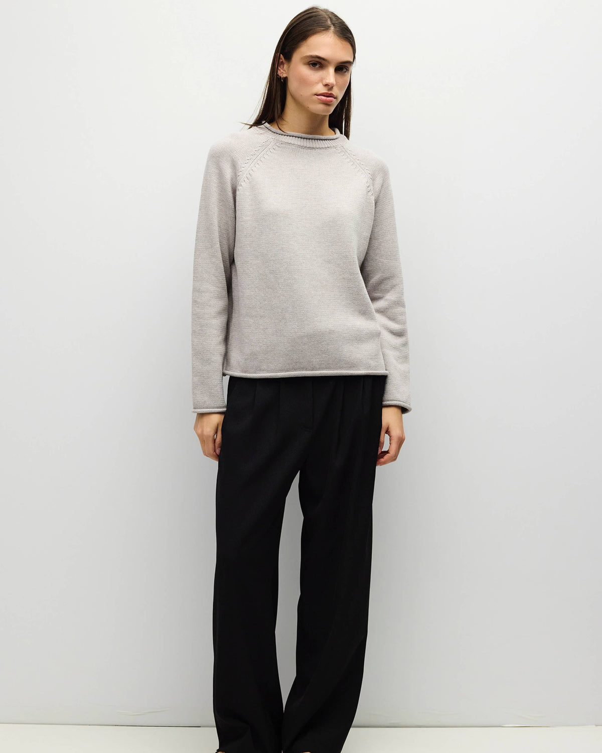 cream knit sweater with roll neck