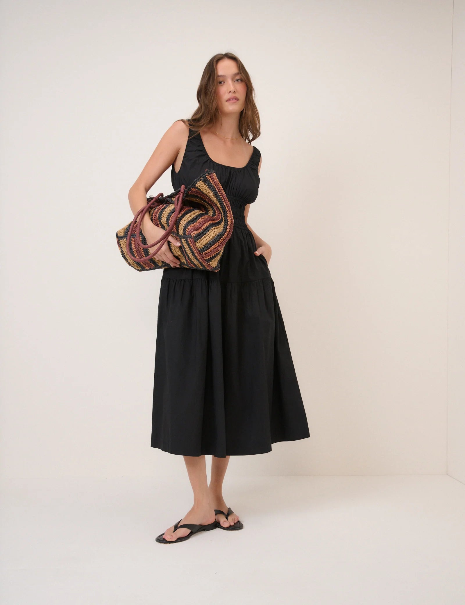 black midi dress