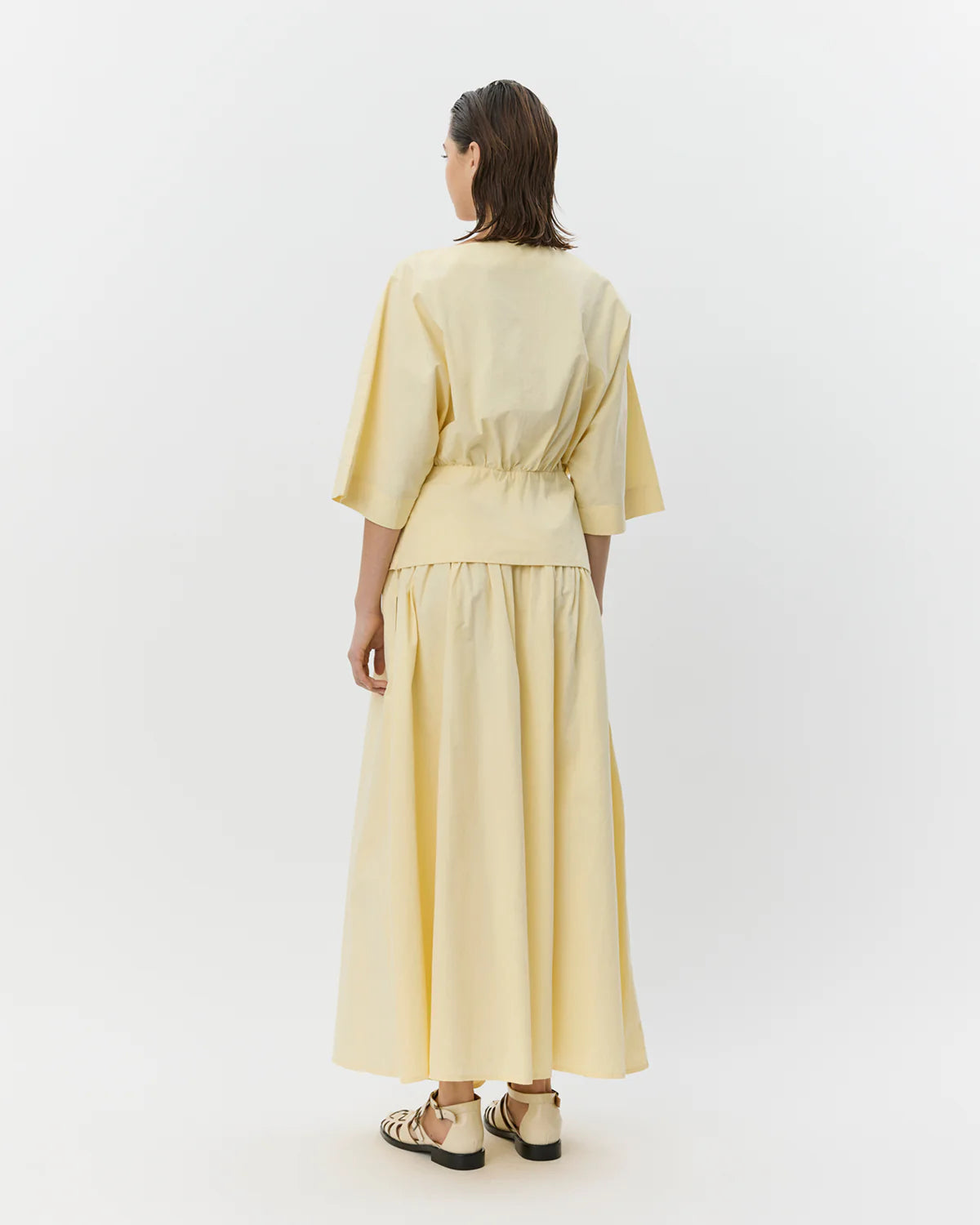 midi a line skirt in yellow