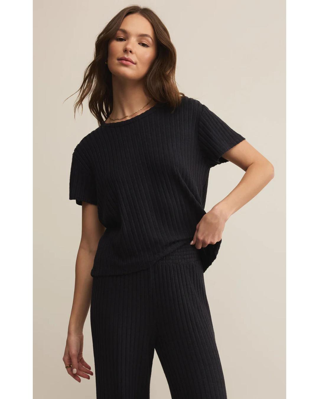 black ribbed t-shirt