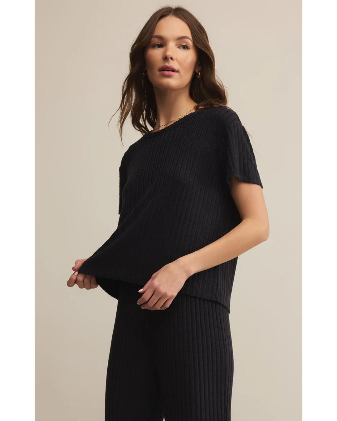 black ribbed t-shirt