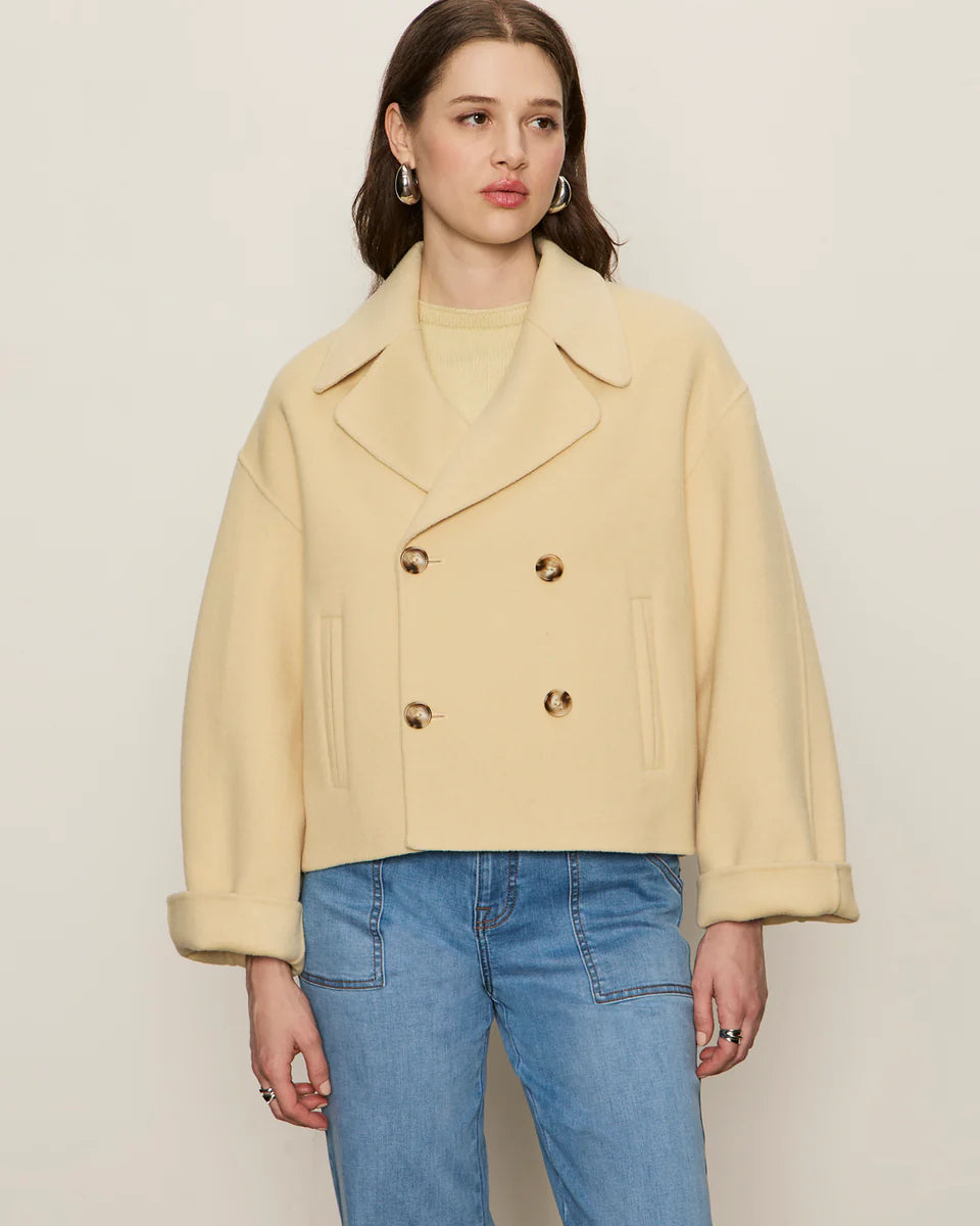 cropped yellow/cream peacoat