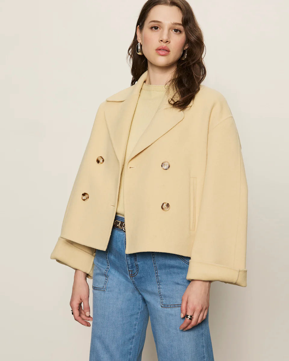 cropped yellow/cream peacoat
