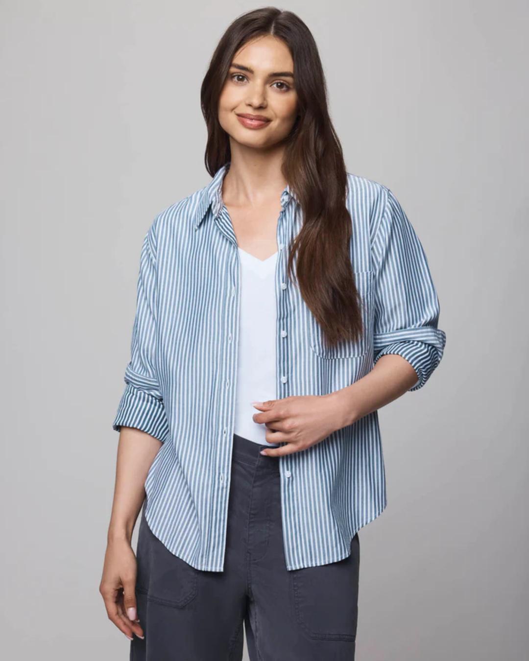 stripe blouse in white and blue