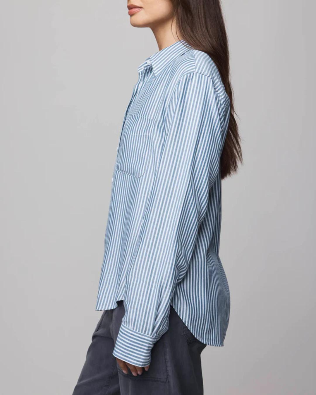 stripe blouse in white and blue