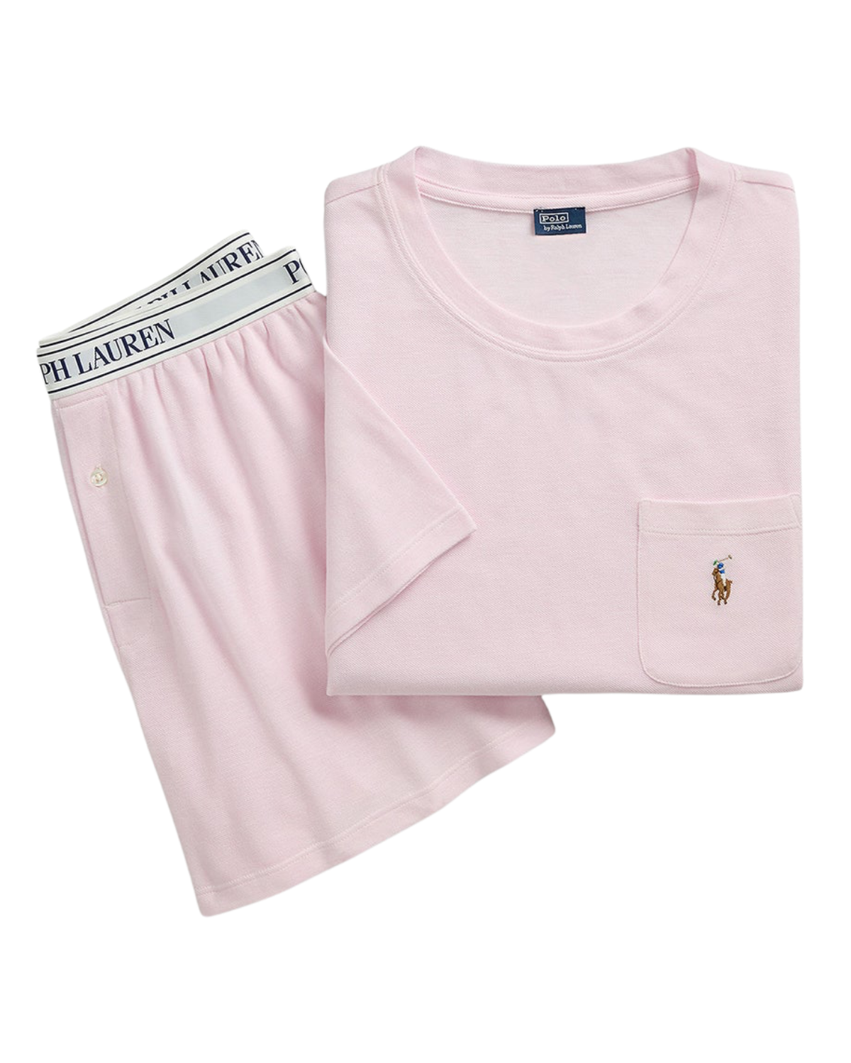 short sleeve and boxer short lounge set in light pink
