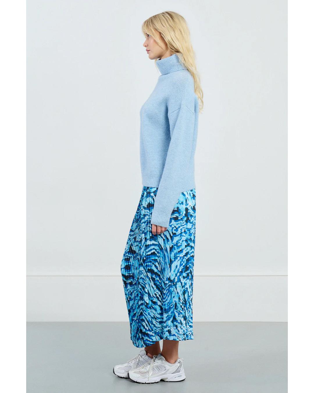 light blue turtleneck sweater