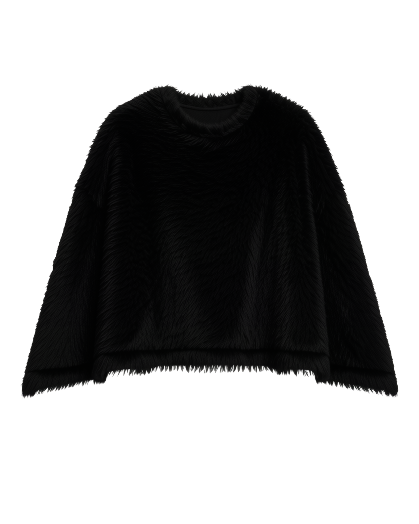 black fuzzy poncho