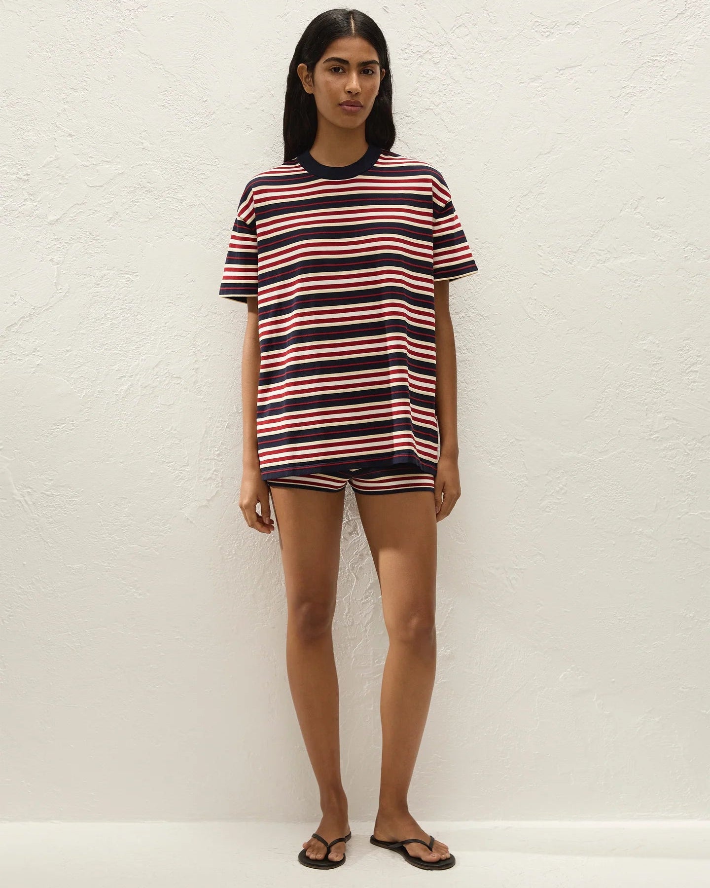 striped oversized t-shirt in red and navy