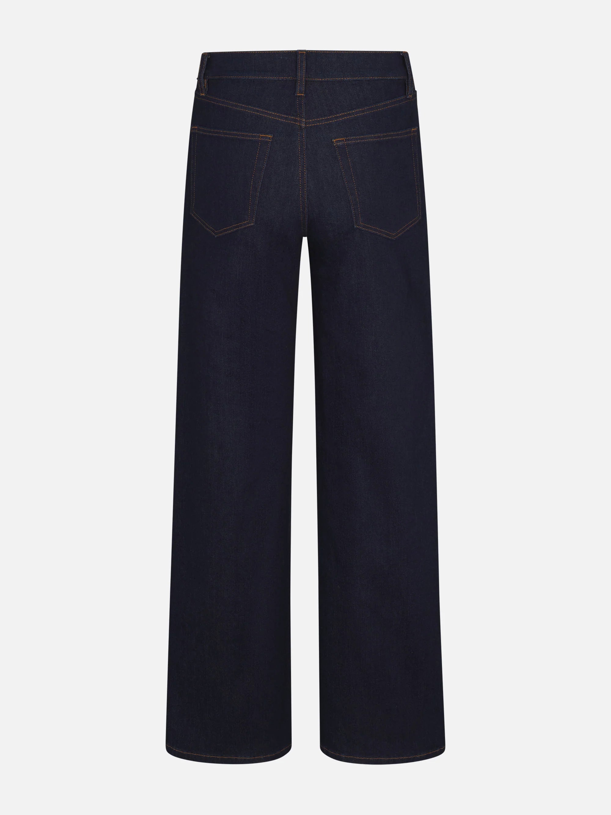 dark denim pant with a wide leg