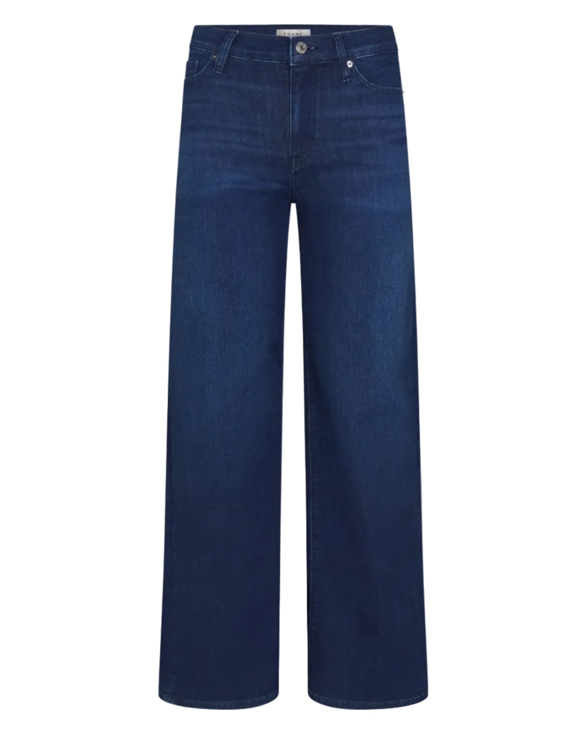 dark denim pant with a wide leg