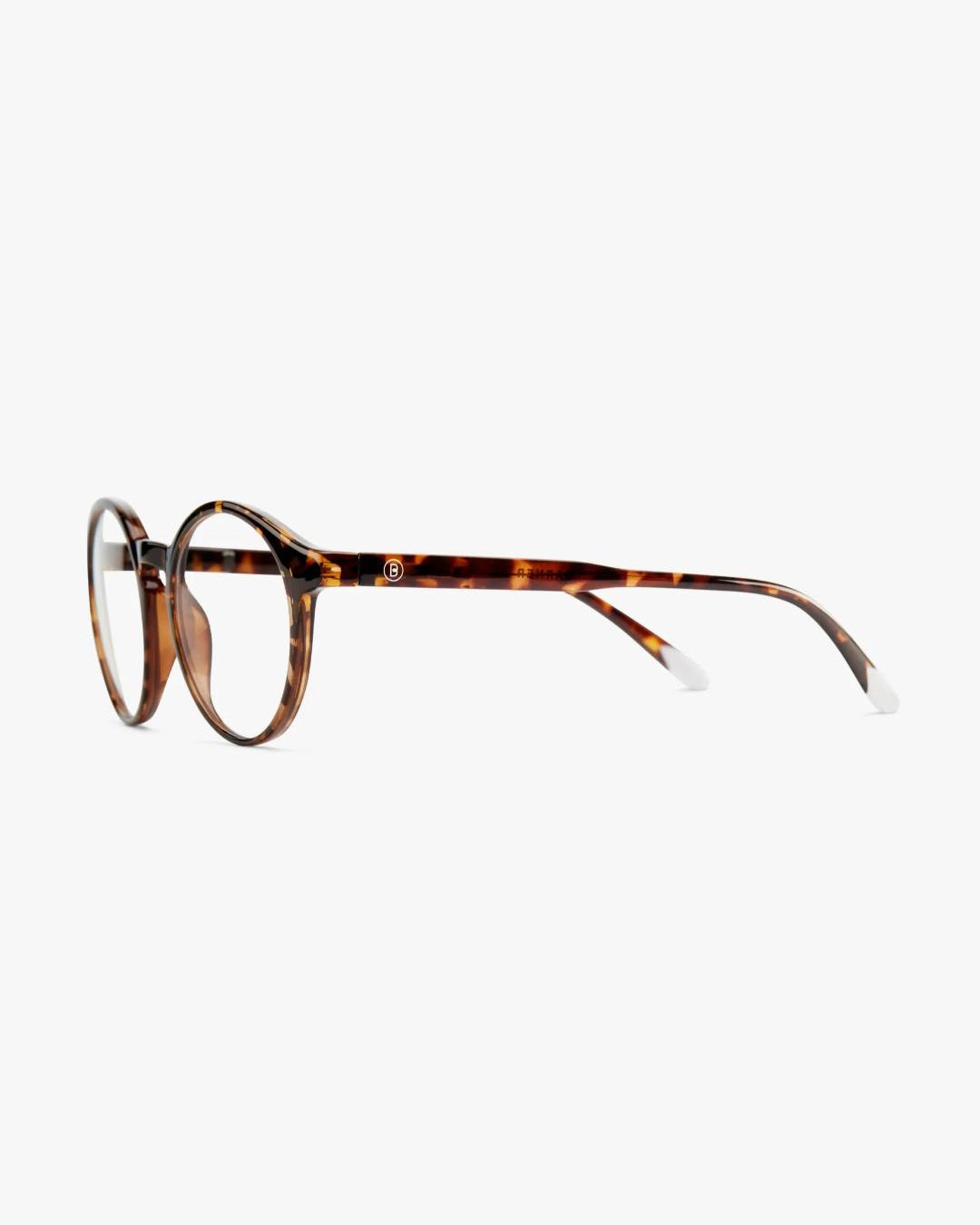 a pair of round framed tortoiseshell eyeglasses for blue light by Barner
