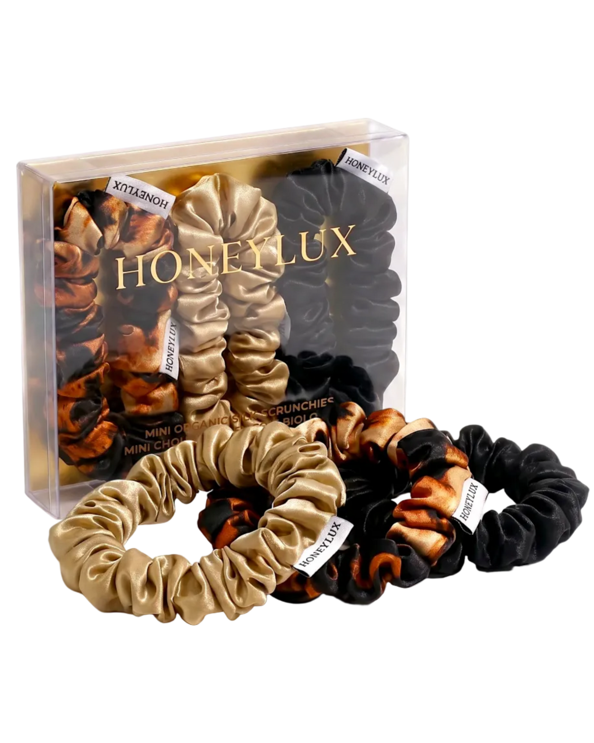 brown and leopard print scrunchie set