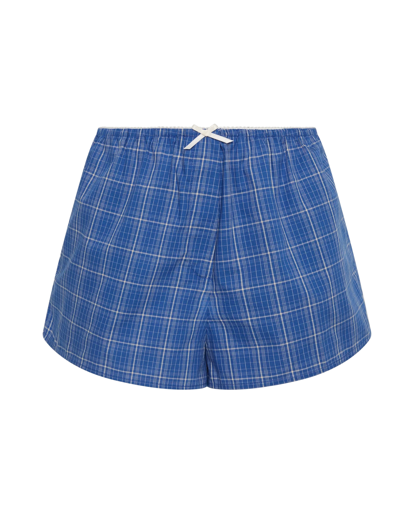 blue checkered shorts