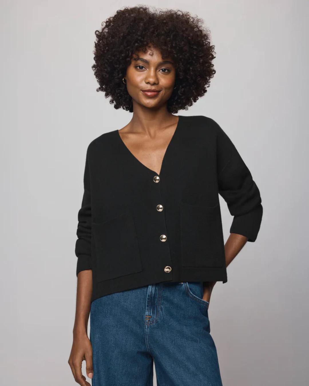 cropped cardigan in black