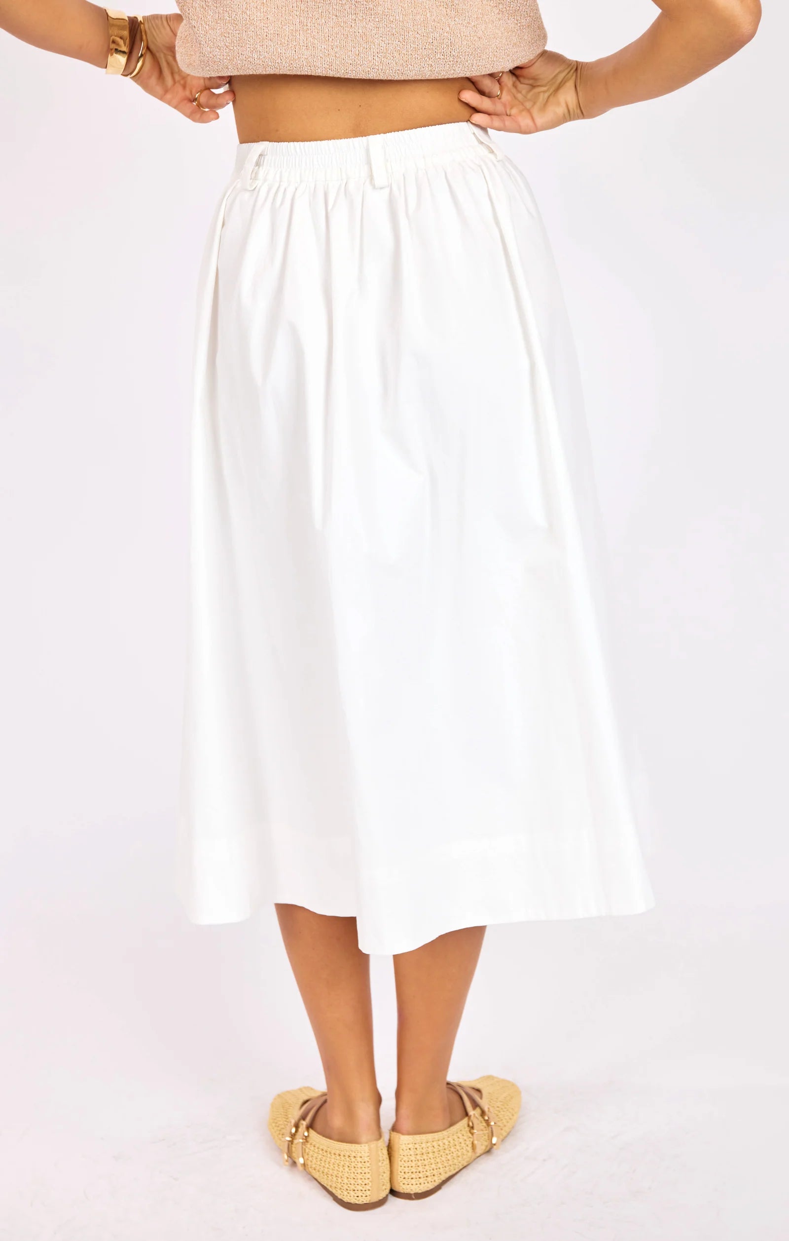midi white skirt