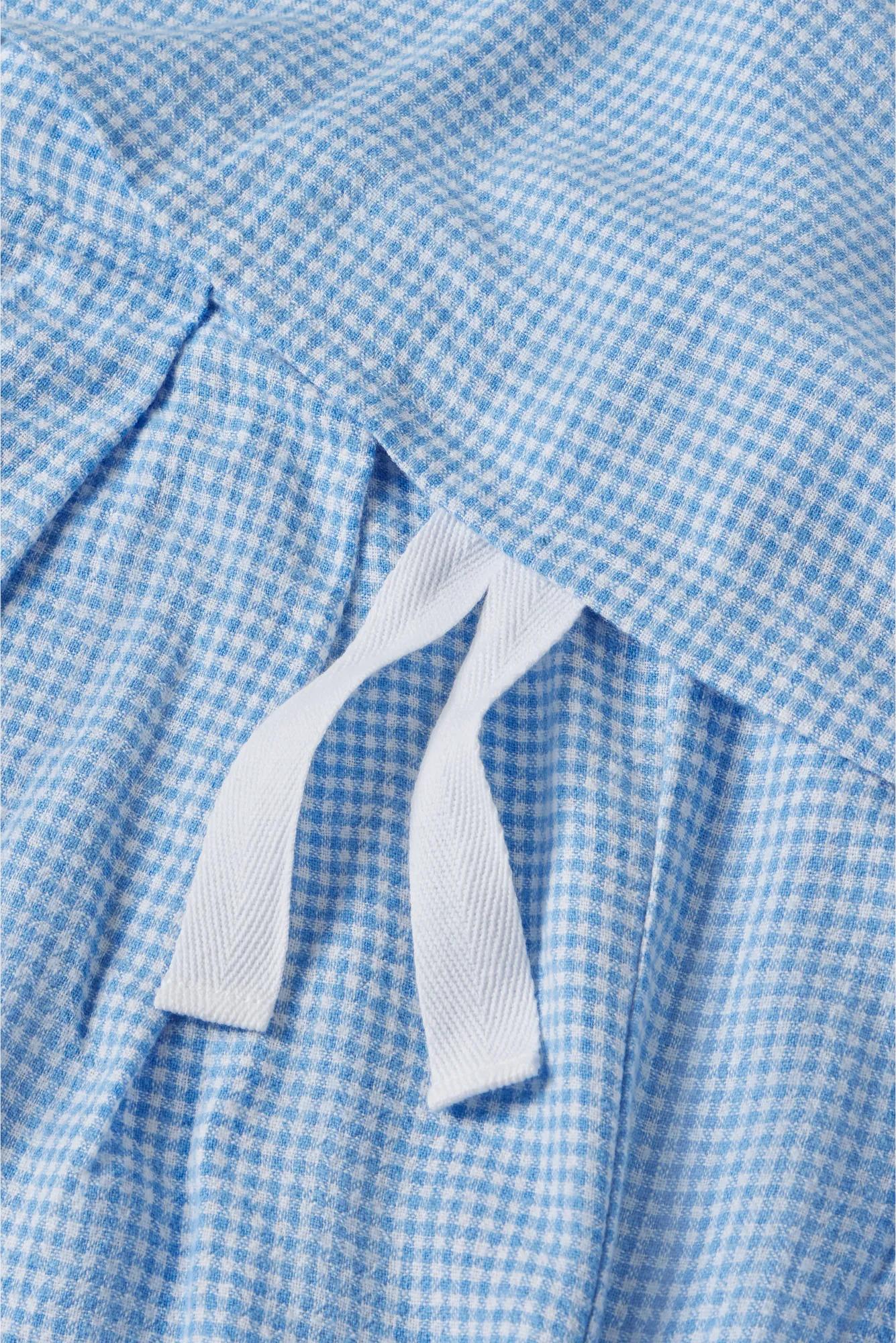 blue gingham pj shorts with white tie