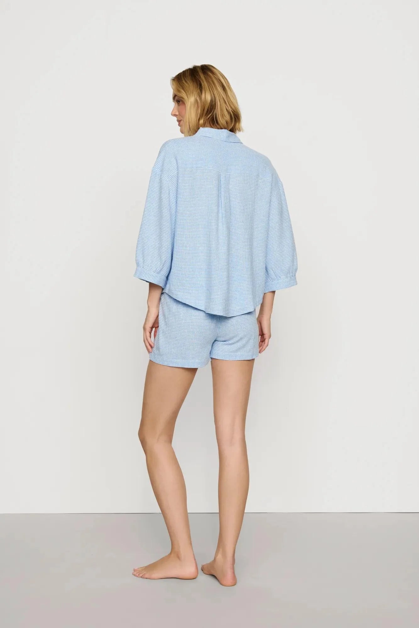 gingham blue sleeping blouse