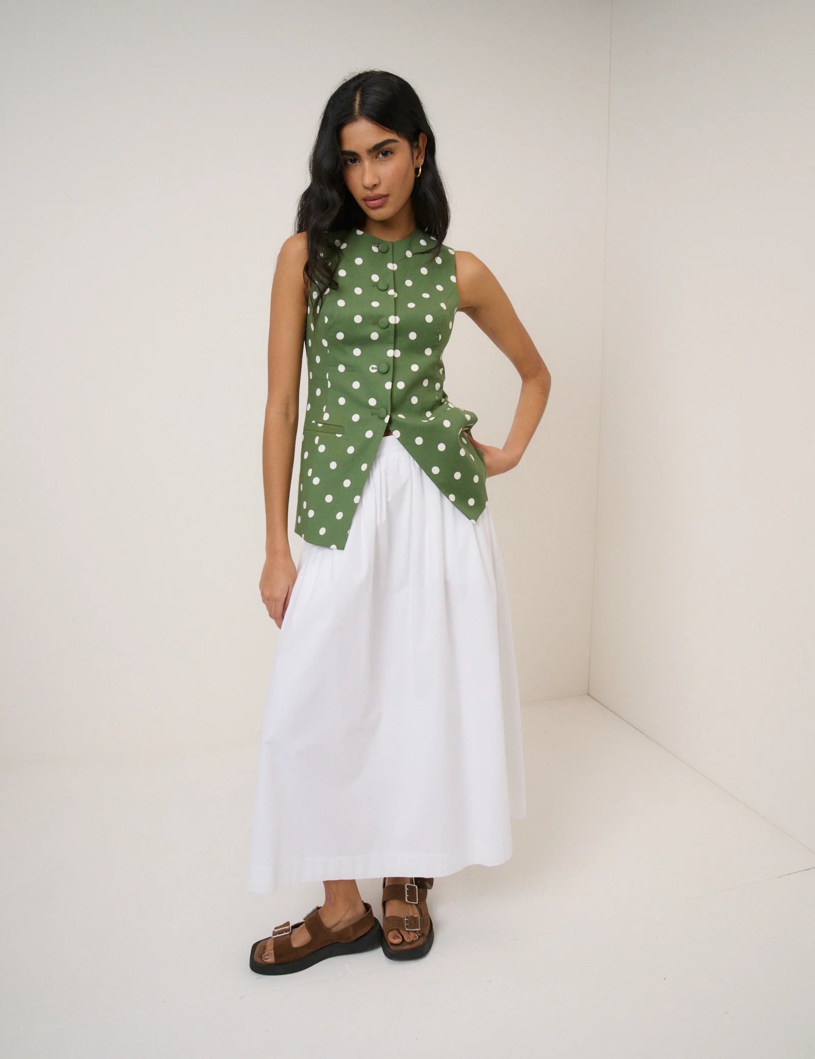 polka dot green vest