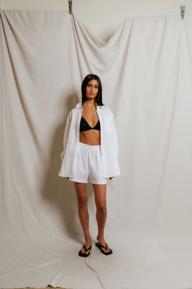 white linen blouse button down