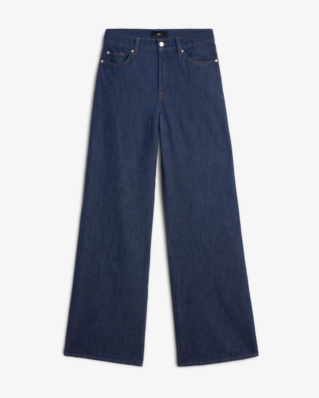 blue denim wide leg pant