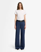 blue denim wide leg pant