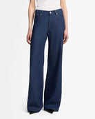 blue denim wide leg pant