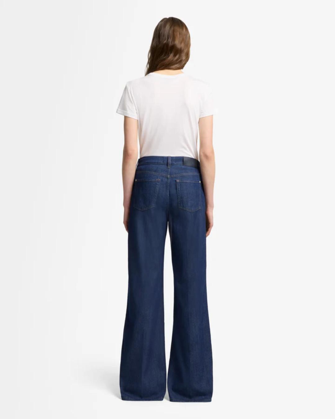 blue denim wide leg pant