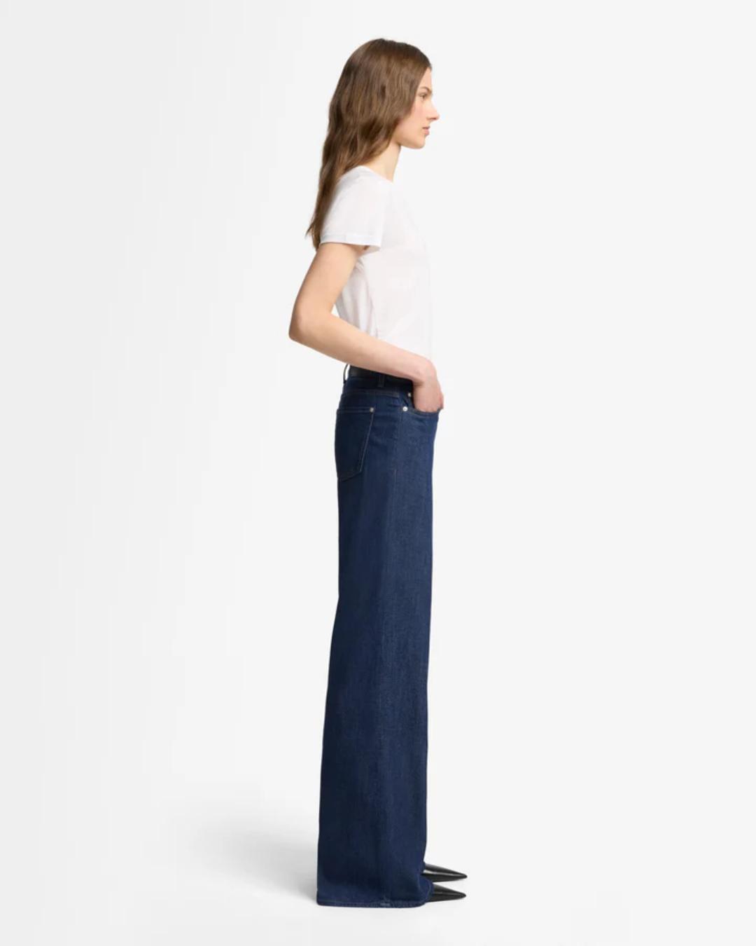 blue denim wide leg pant