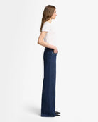 blue denim wide leg pant