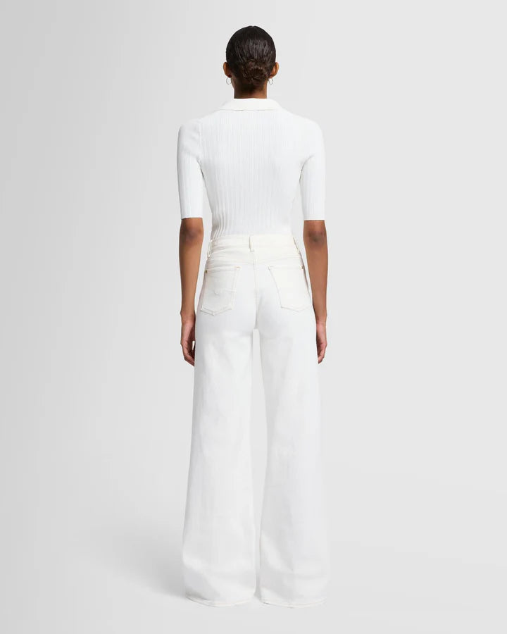 white wide leg denim pants