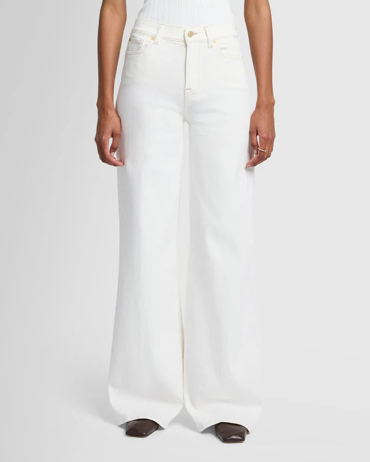 white wide leg denim pants