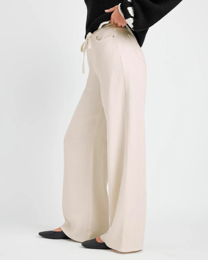 cream wide leg denim pant