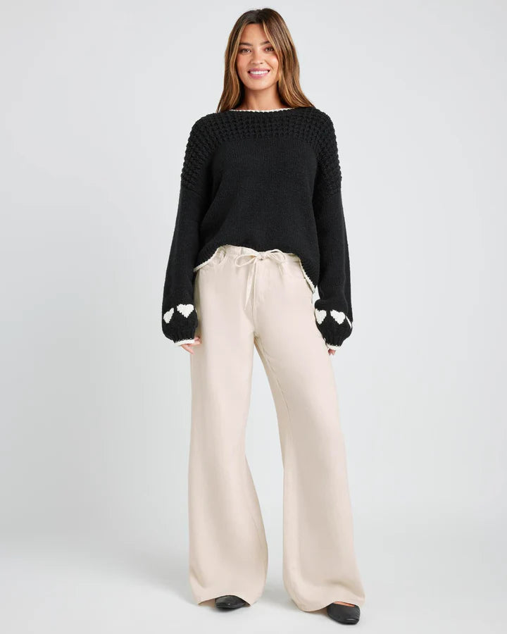 cream wide leg denim pant
