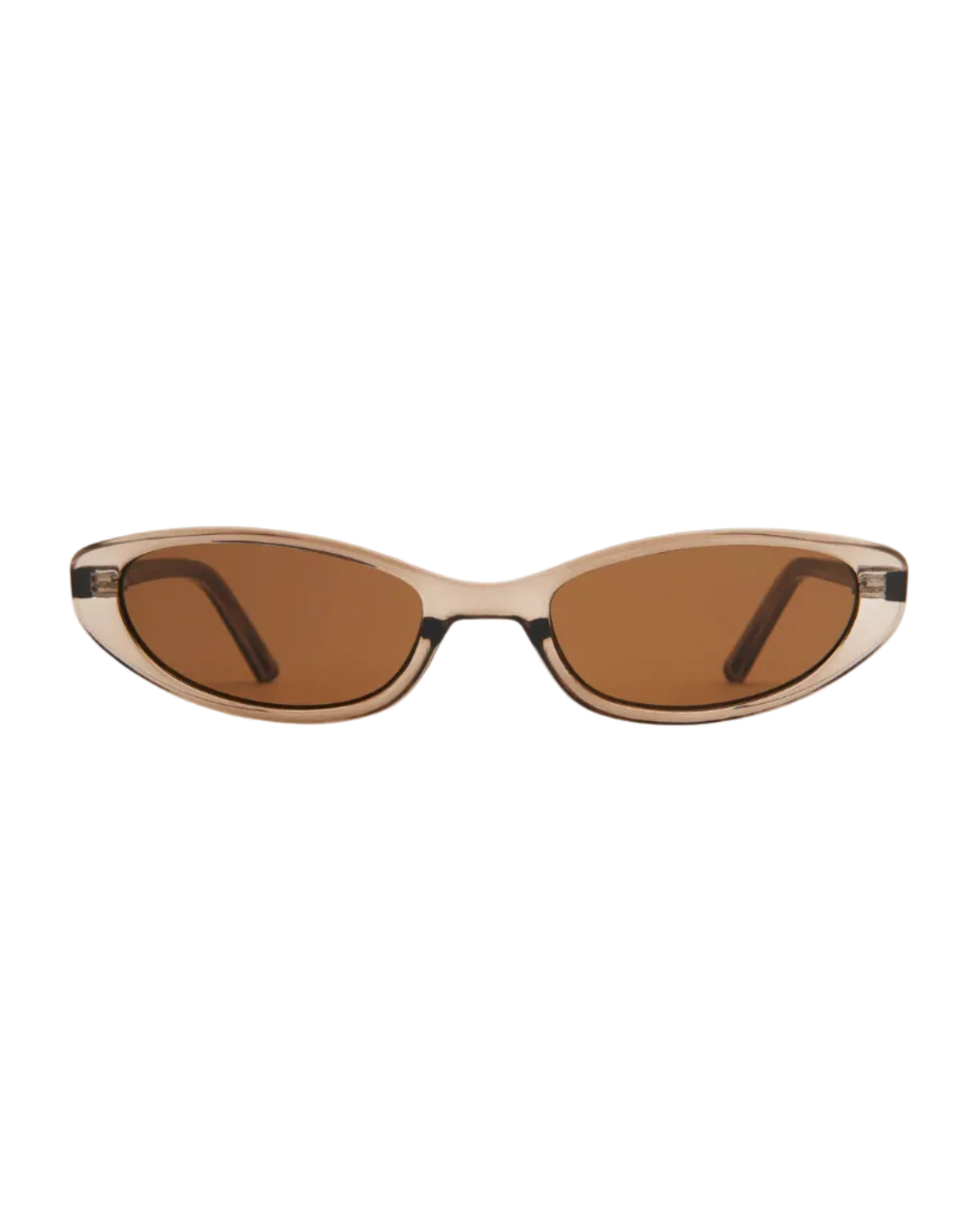 cat eye sunglasses with a brown transparent frame