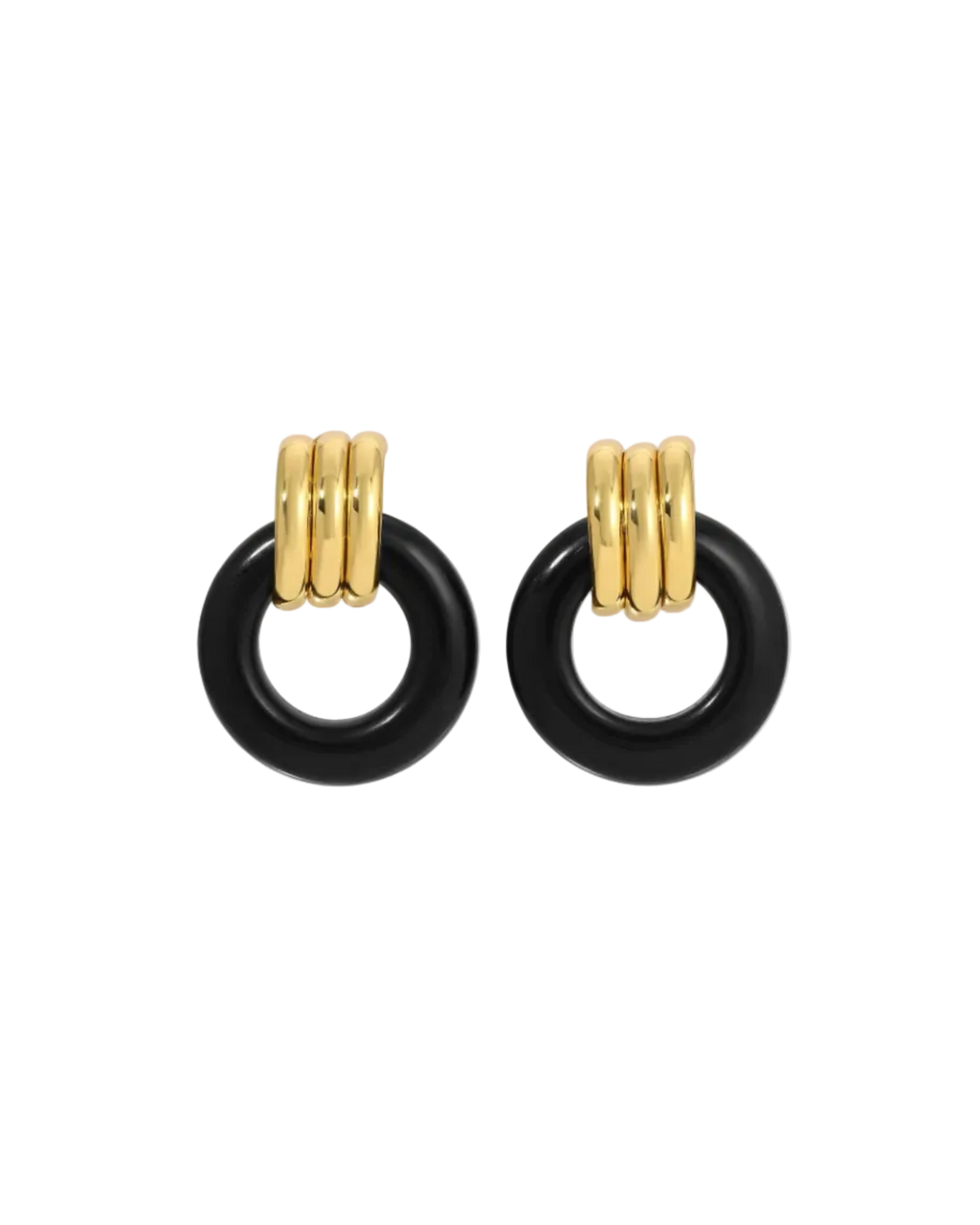 knot earrings in gold and black