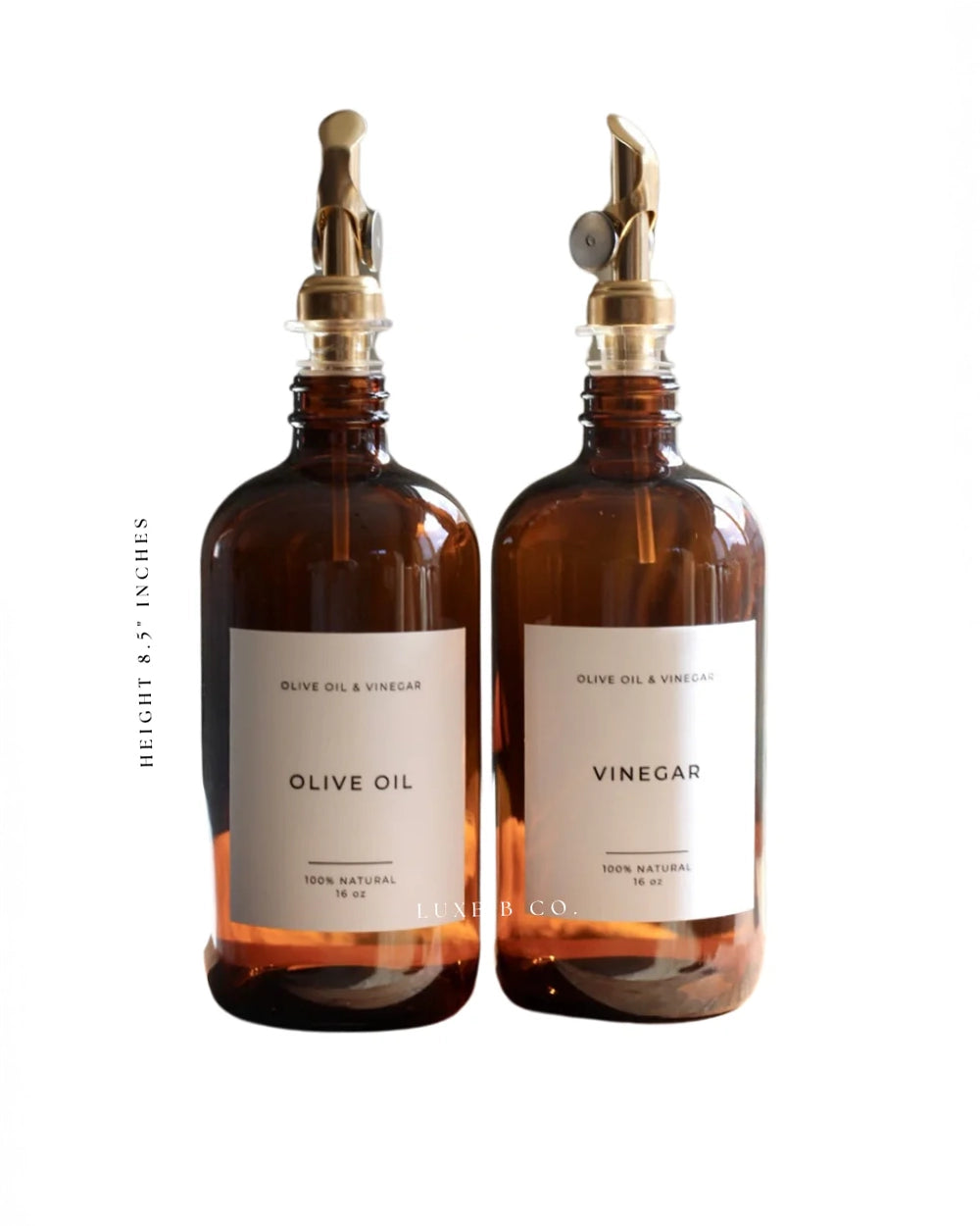 Luxe B Co Olive Oil and Vinegar Glass Amber Bottles
